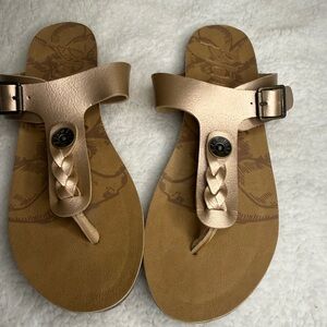 Blowfish Bronze and Tan Braided Sandals